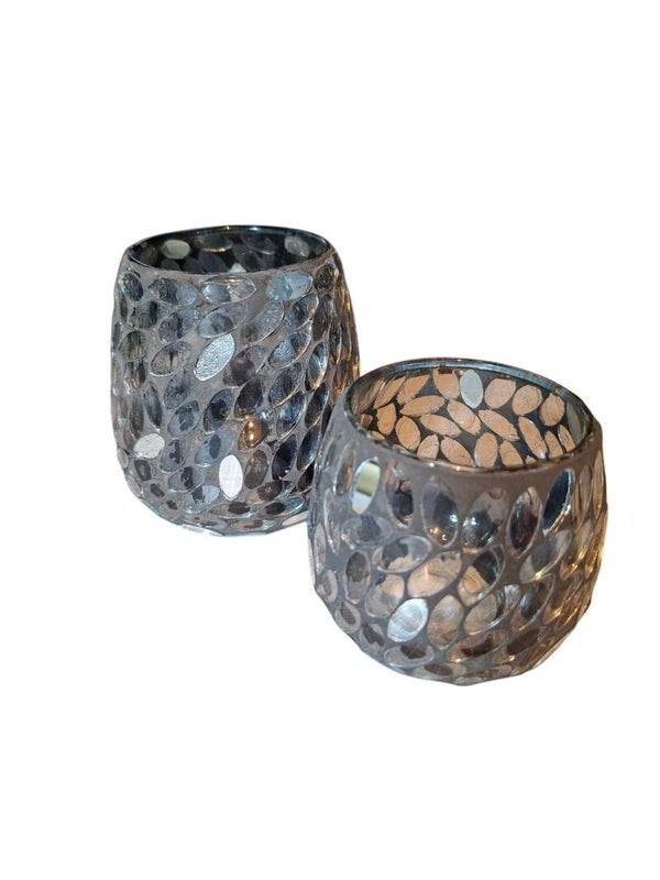 Set windlicht glas zwart 10,5x10 - 8x8.5