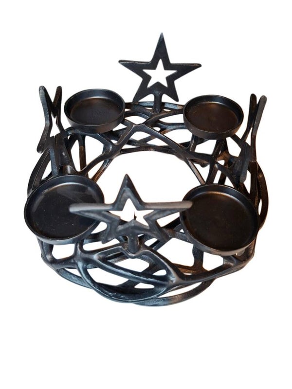 Prachtige metalen kerst krans voor 4 kaarsen 29x18cm