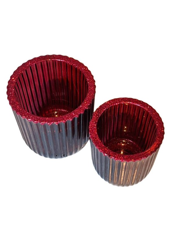Burgandy glitter set 9.5x9 en 7.5x7.5cm