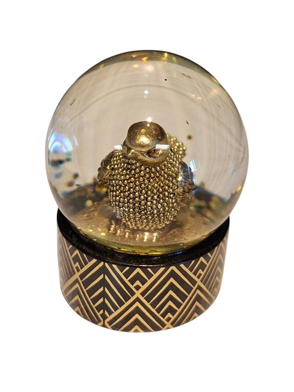 Schuddebol glitter goud vogel zwart 6.5x6.5x8cm