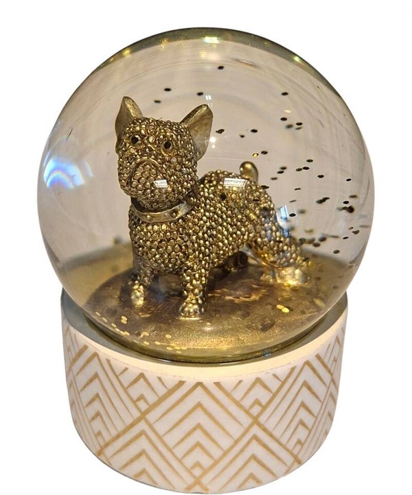 Schuddebol glitter goud bully wit 6.5x6.5x8cm