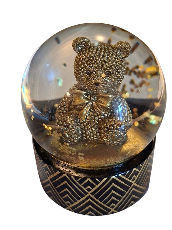 Schuddebol glitter goud beer zwart 6.5x6.5x8cm