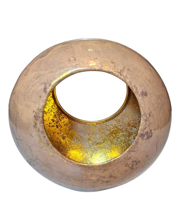 Marmer goude ronde kaarsenhouder 17x17x9.5cm