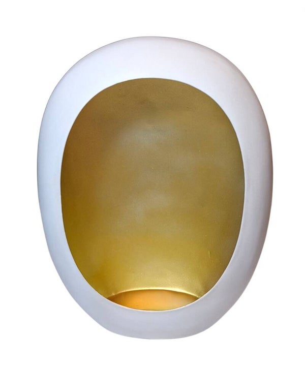 Wit goud xl windlicht met ophangen haak. 24x17.5cm