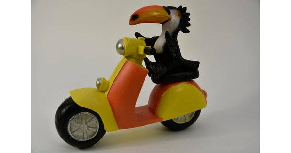 Toekan op scooter 25x21 cm