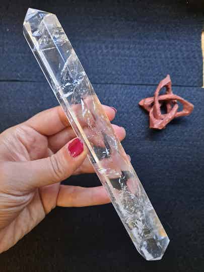 Double-Terminated Clear Quartz Crystal Wand