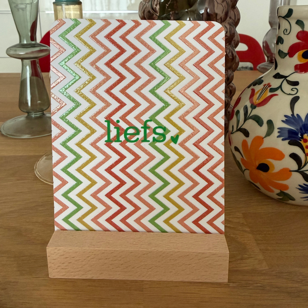 kaart standaard hout, 10x3 cm met gleuf van 2 mm