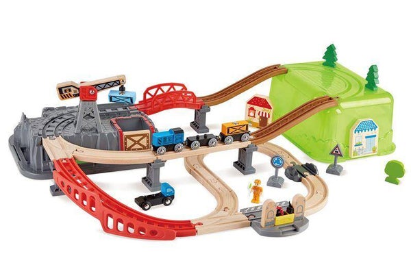 Hape 50-delige houten treinbaan In kist
