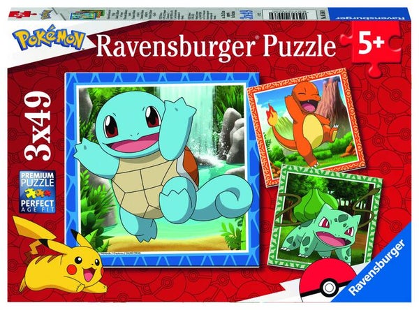 Pokemon: Charmander, Bulbasaur and Squirtle 3x49 stukjes