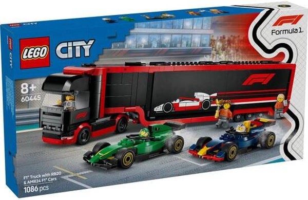 LEGO City F1 truck met RB20 en AMR24 F1® auto's speelset - 60445