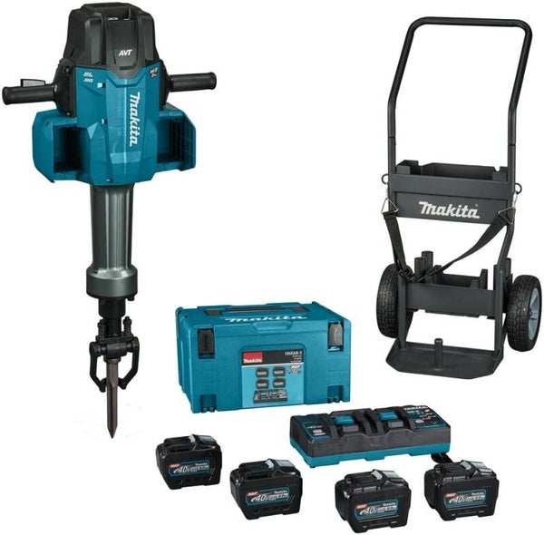 *Makita HM004GL402 XGT 2x40V Accu Breekhamer | 72 J | Met Trolley, 4x 8,0 Ah accu's en snellader | In Mbox - HM004GL402