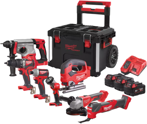 *Milwaukee M18 FPP7C-503P | Powerpack 7-delige | 18V | Accu combiset (3x 5.0Ah) | Packout Trolley - 4933498006