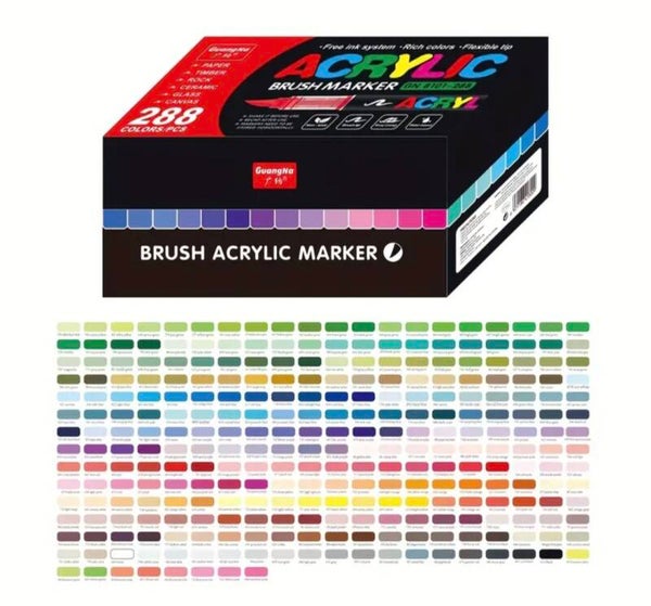 Guangna acrylic brush markers 288 sets in doos