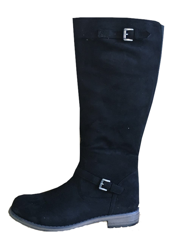 Black unlined boots with buckles