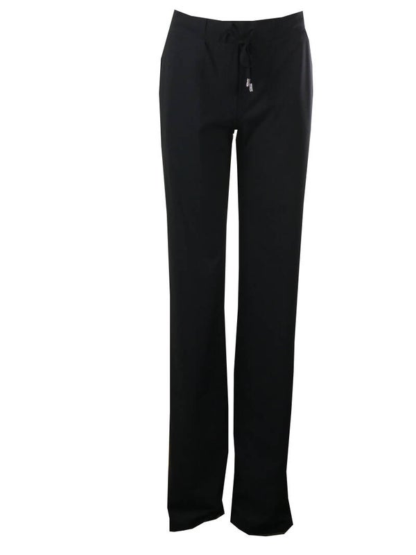 Elasticated navy blue trousers