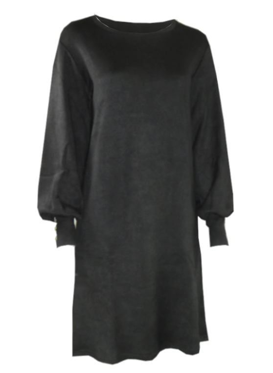 Black oversized fleece dress