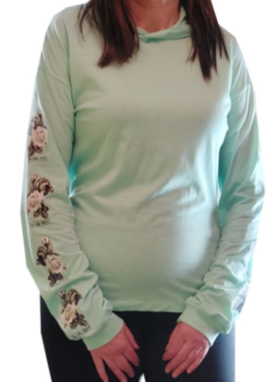 Long sleeve mint print top