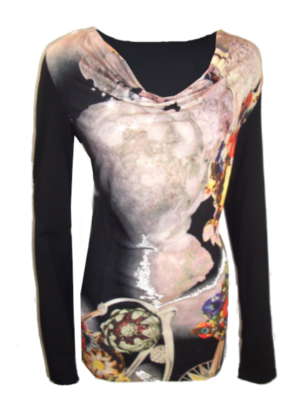 Svart tunika med tryck fram.