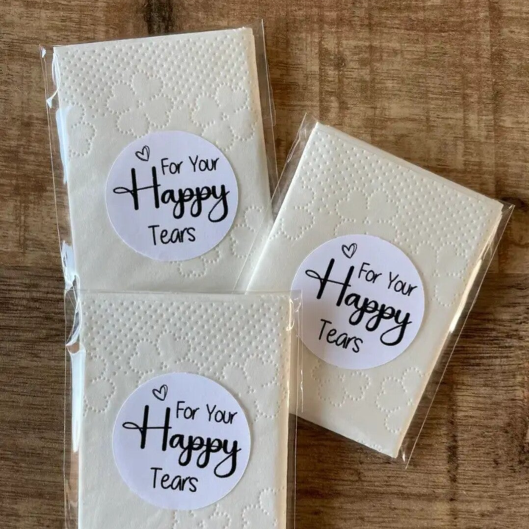 Gepersonaliseerde zakdoekjes voor bruiloft