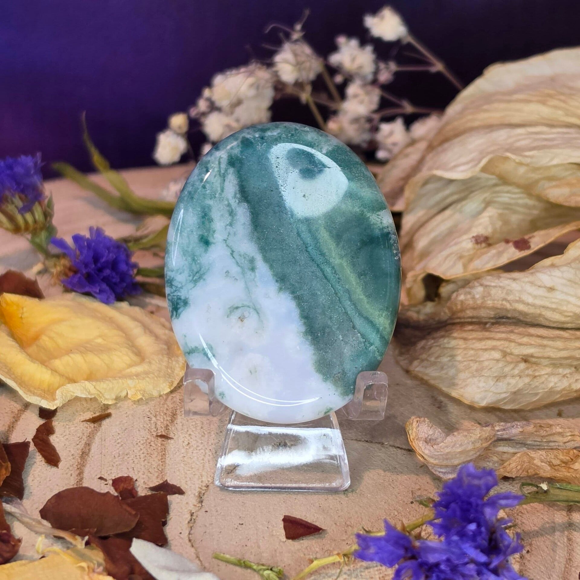 Moss Agate Worry Stone