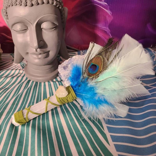 Satin Spar Smudge Wand (Aqua/Green)