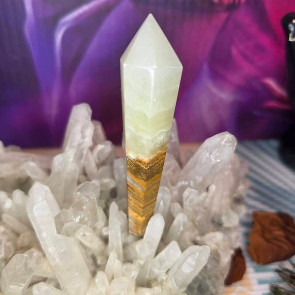 Green Banded Calcite Scepter