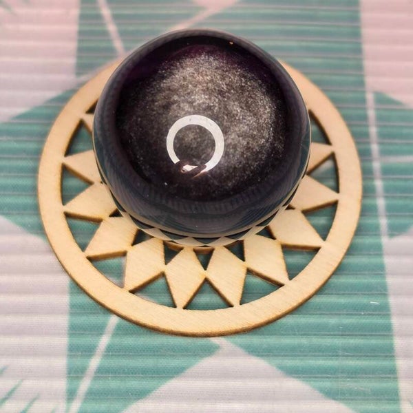Silver Sheen Obsidian Sphere -36g