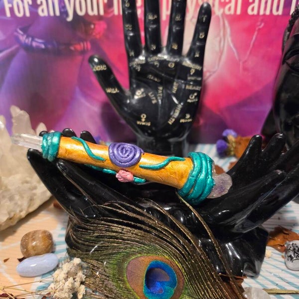 Clear quartz/Amethyst Clay Wand