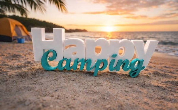 Dekoschild " Happy Camping"