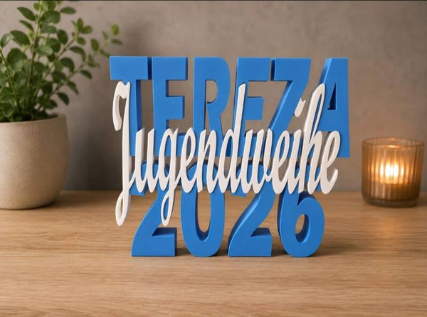 personalisiertes 3D-Schild zur Jugendweihe – mit Wunschnamen