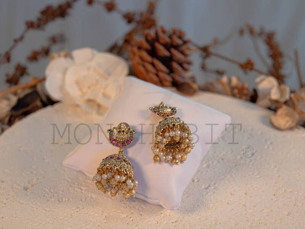 JHUMKI ANTIQUE VERT & PINK
