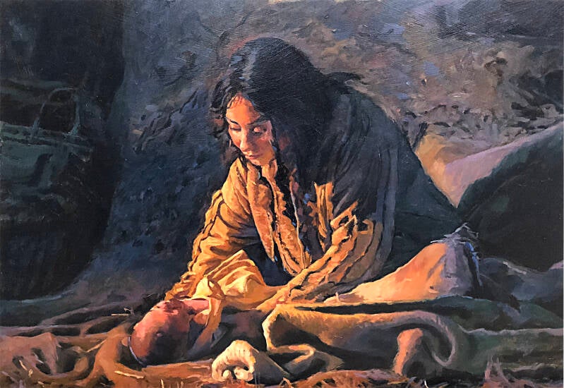 Mary &amp; Christ Child-Oil On Hardwood     16.5”x 16.5”-$700