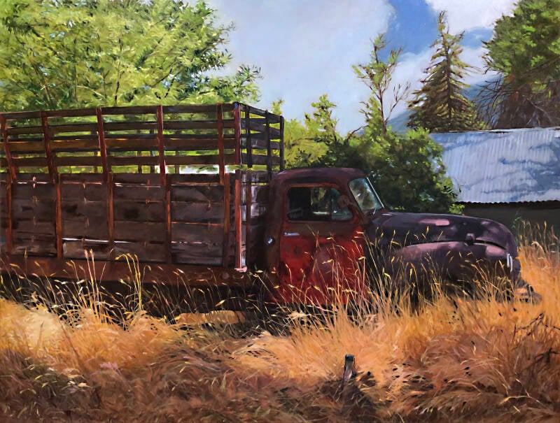 Red Door-old-truck-Oil on canvas,  48”X 36”- $1000 