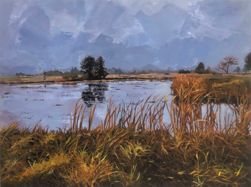 Sun-River-pond-Oil on canvas,  24”X 36”, $800