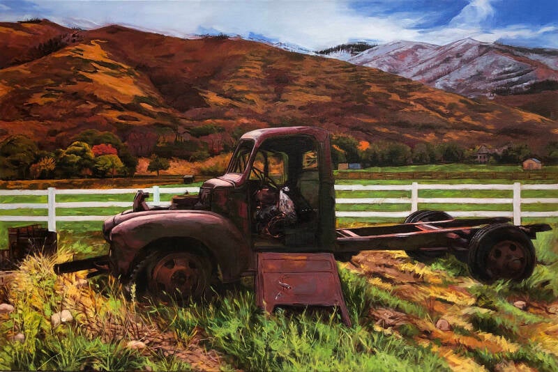 White-Fence-Old Truck-24"X36"-$700