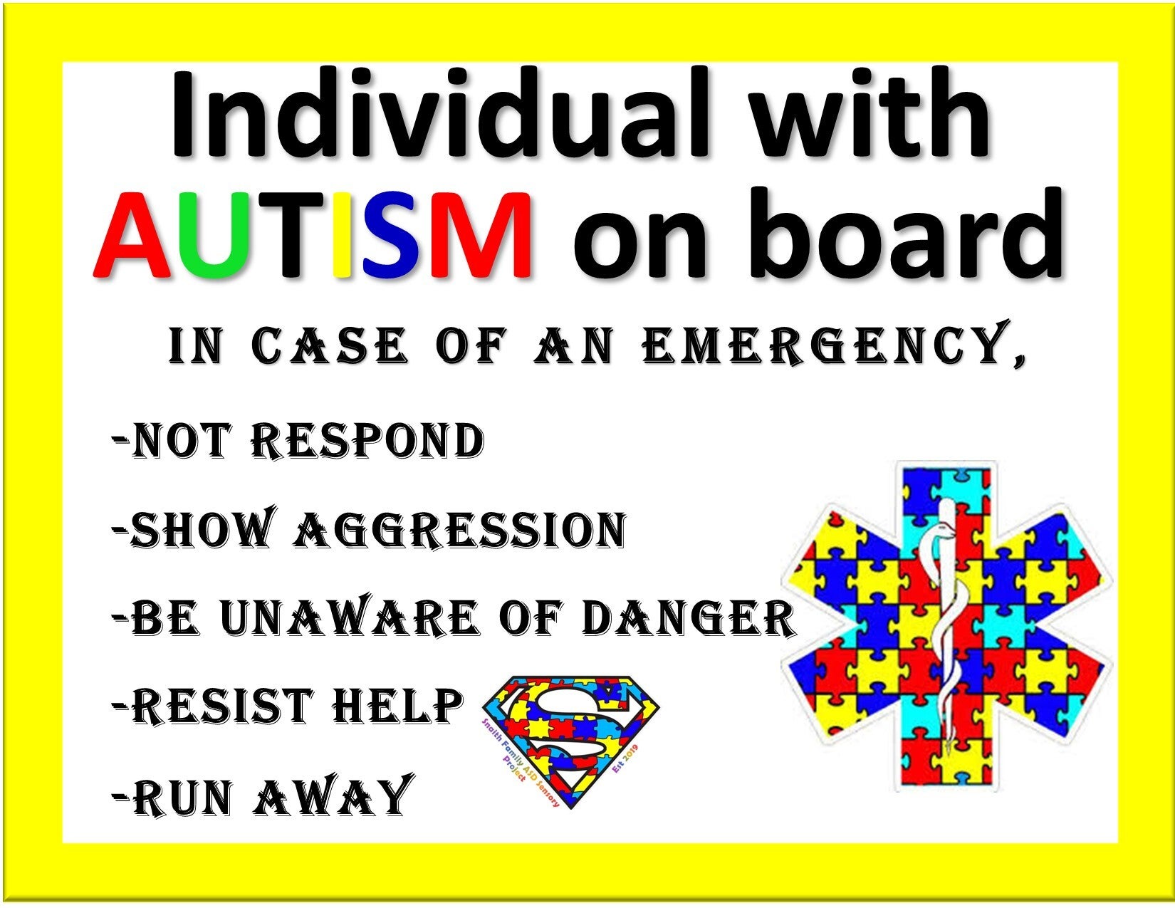 Individual with Autism on board Decal