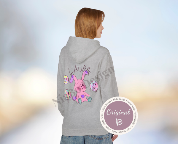 Hoodie met illustratie 'Bunny' – Gepersonaliseerd met naam