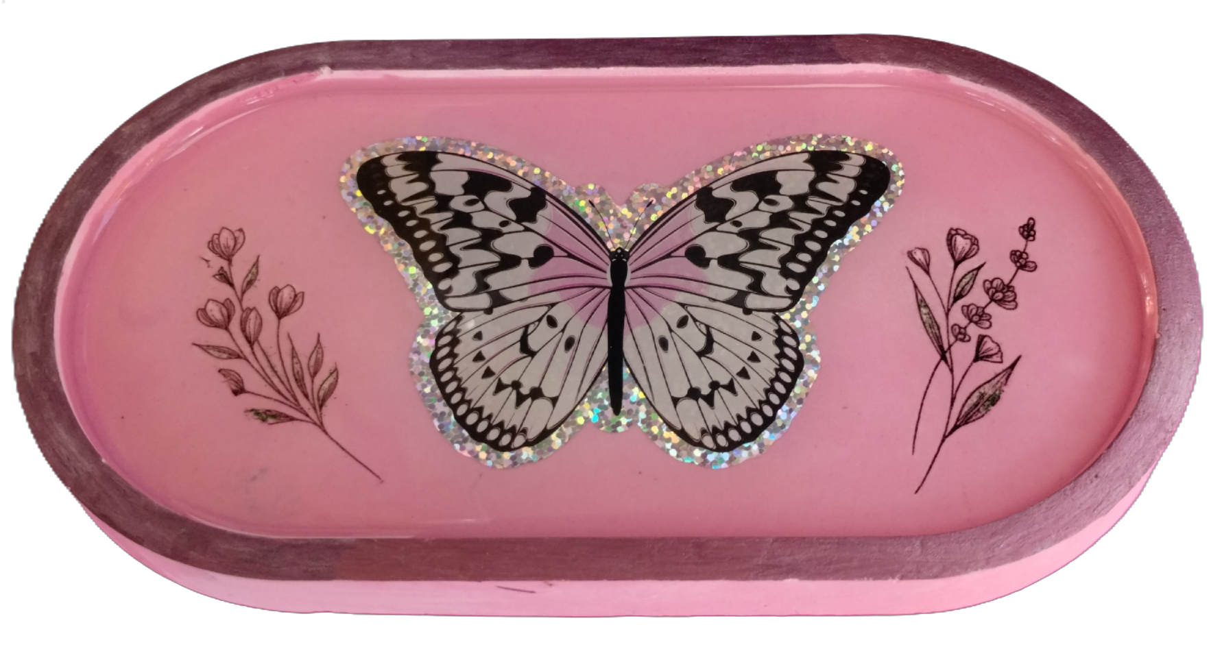 Pink Butterfly Trinket Tray