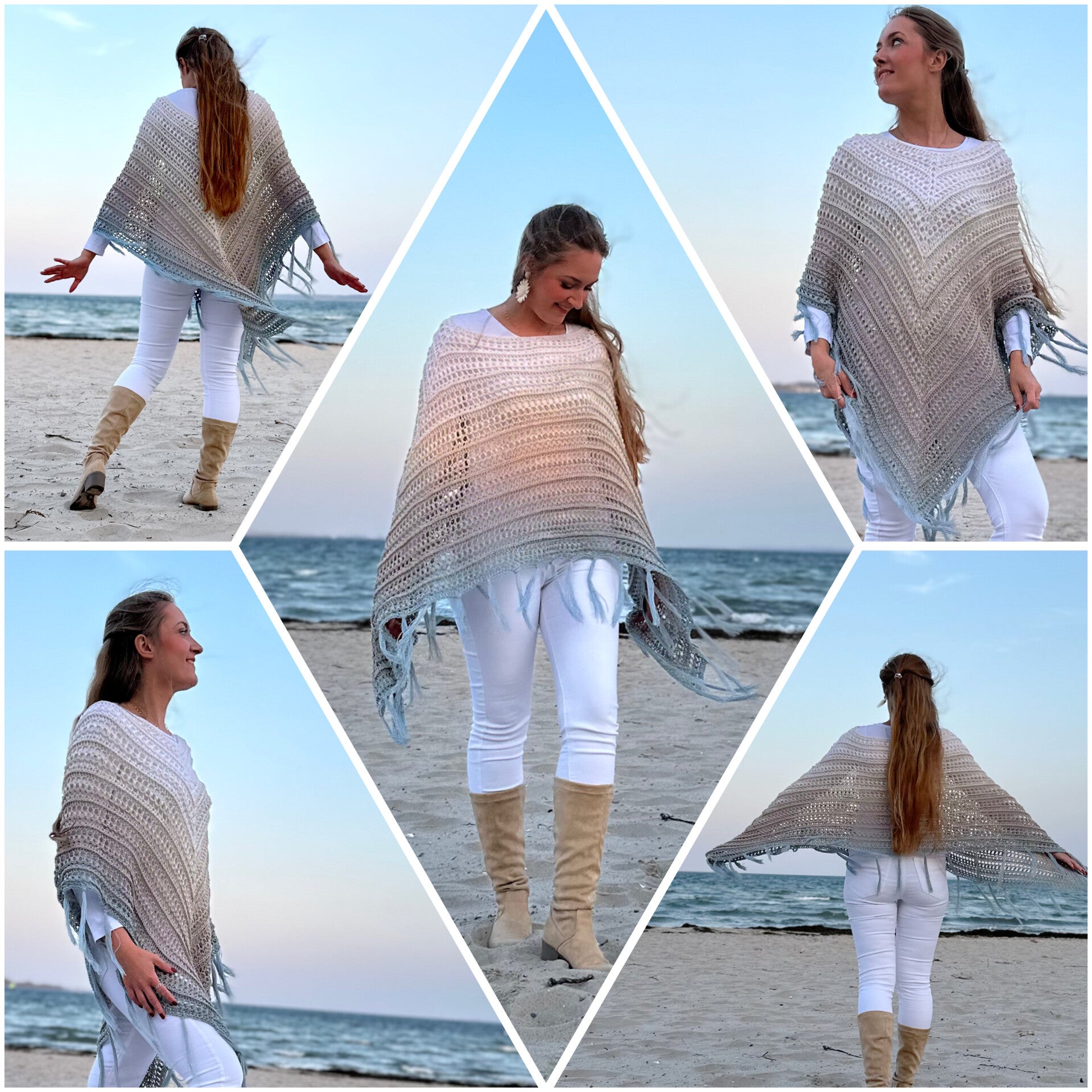 1-Bobbel-Boho-Häkelponcho „Boho Beach“