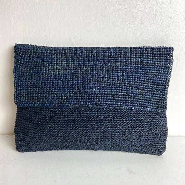 Camalya - Raffia clutch Marine