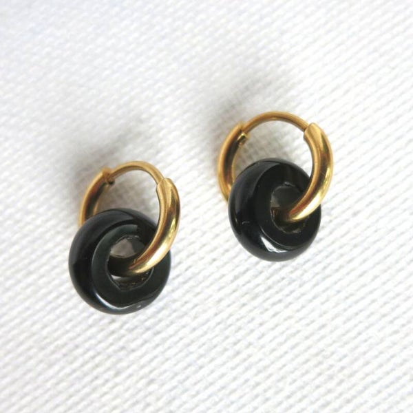 Bazou - Oorbel Black & Gold