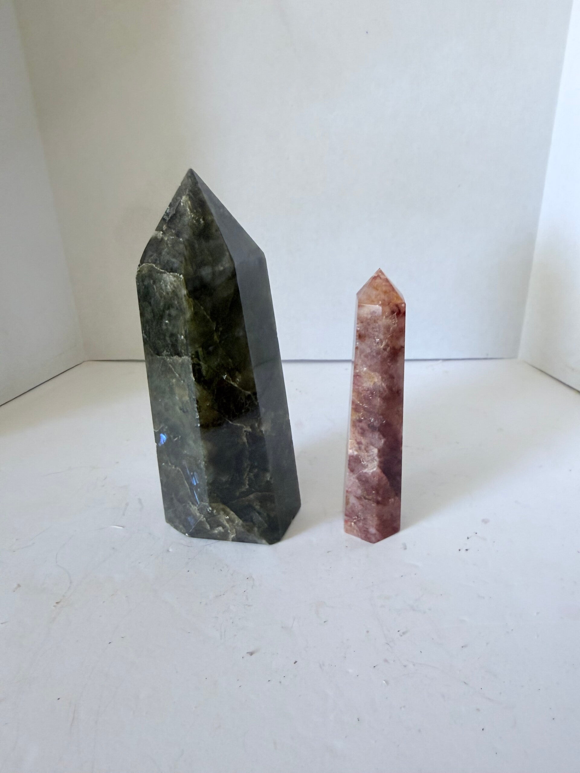 Labradorite and Strawberry Quartz Crystal