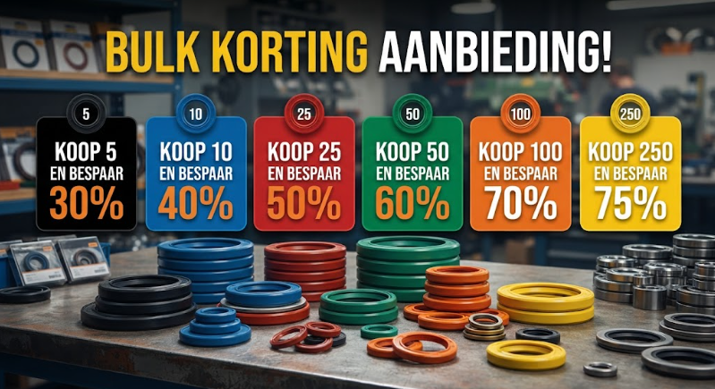 Korting Oliekeerringen type WC in NBR rubberkwaliteit 70 Shore A en kleur zwart