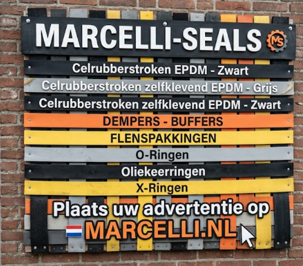 Marcelli.nl gemaakt van verschillende kleuren O-Ringen (Gemaakt voor reclame)