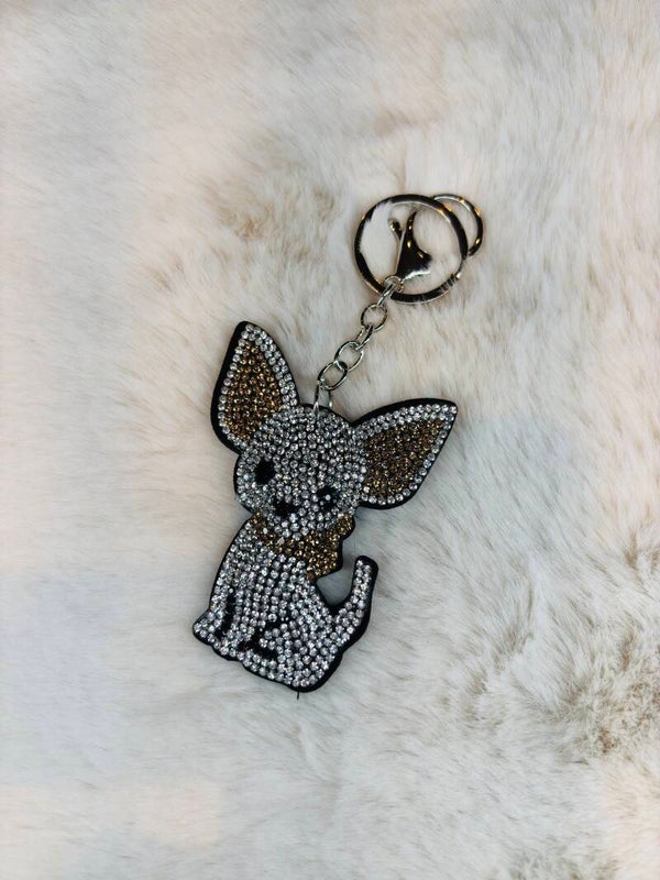 Sleutel/handtas hanger Chihuahua Silver