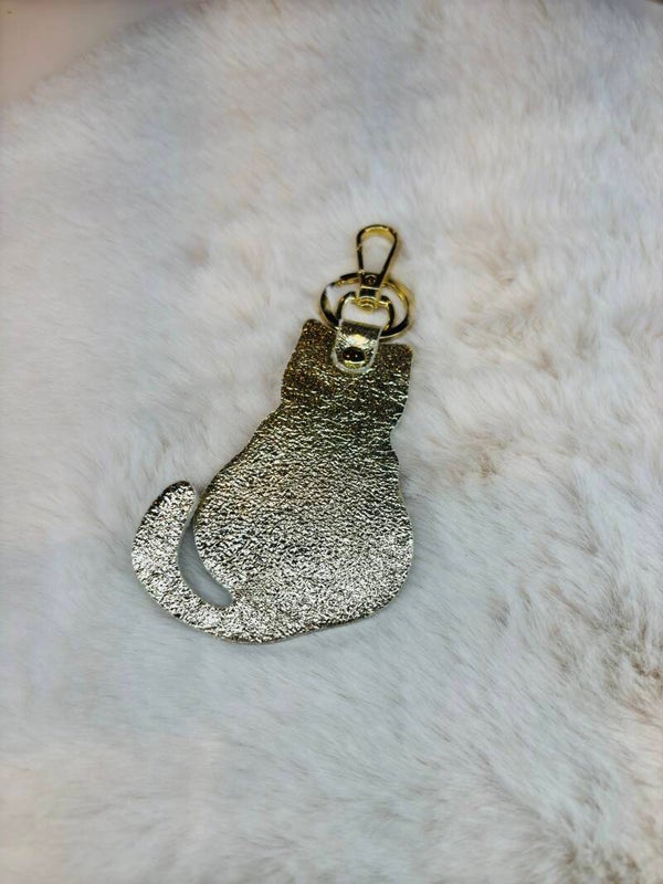 Sleutel/handtas hanger Cat Gold