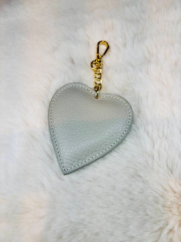 Sleutel/handtas hanger heart of grey