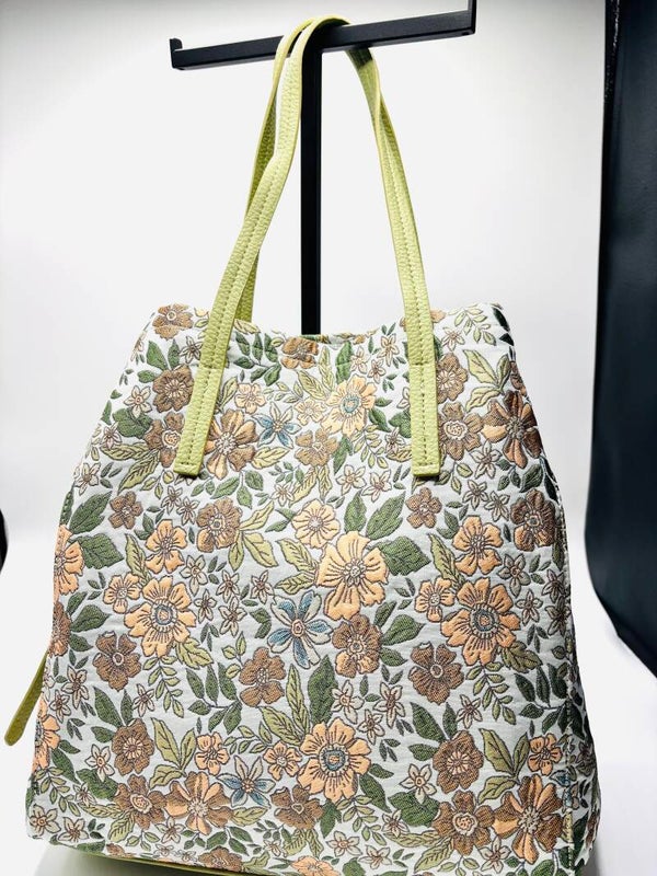 Handtas blommon groen