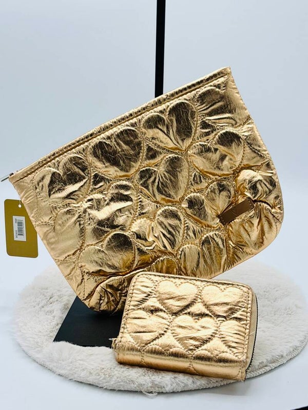 Toilet Tas/portemonee set Gold