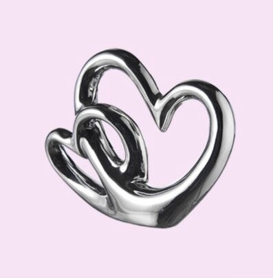 Zilveren ring met 2 hartjes